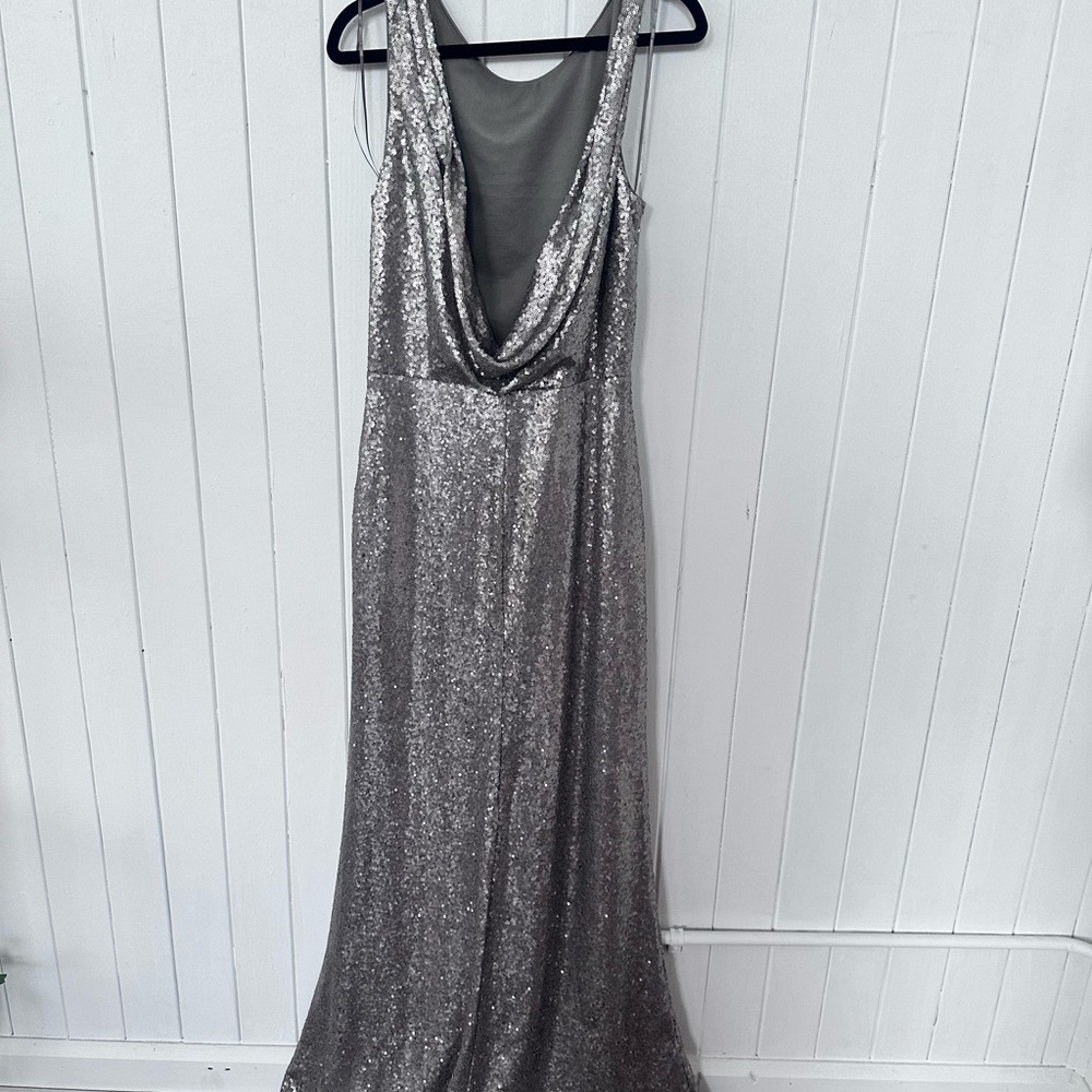 Lulu's Silver Sequin Backless Dress - image 1